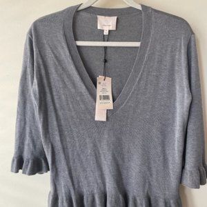 Cinq a Sept Ruffle Peplum Silk & Cashmere Sweater | NWT